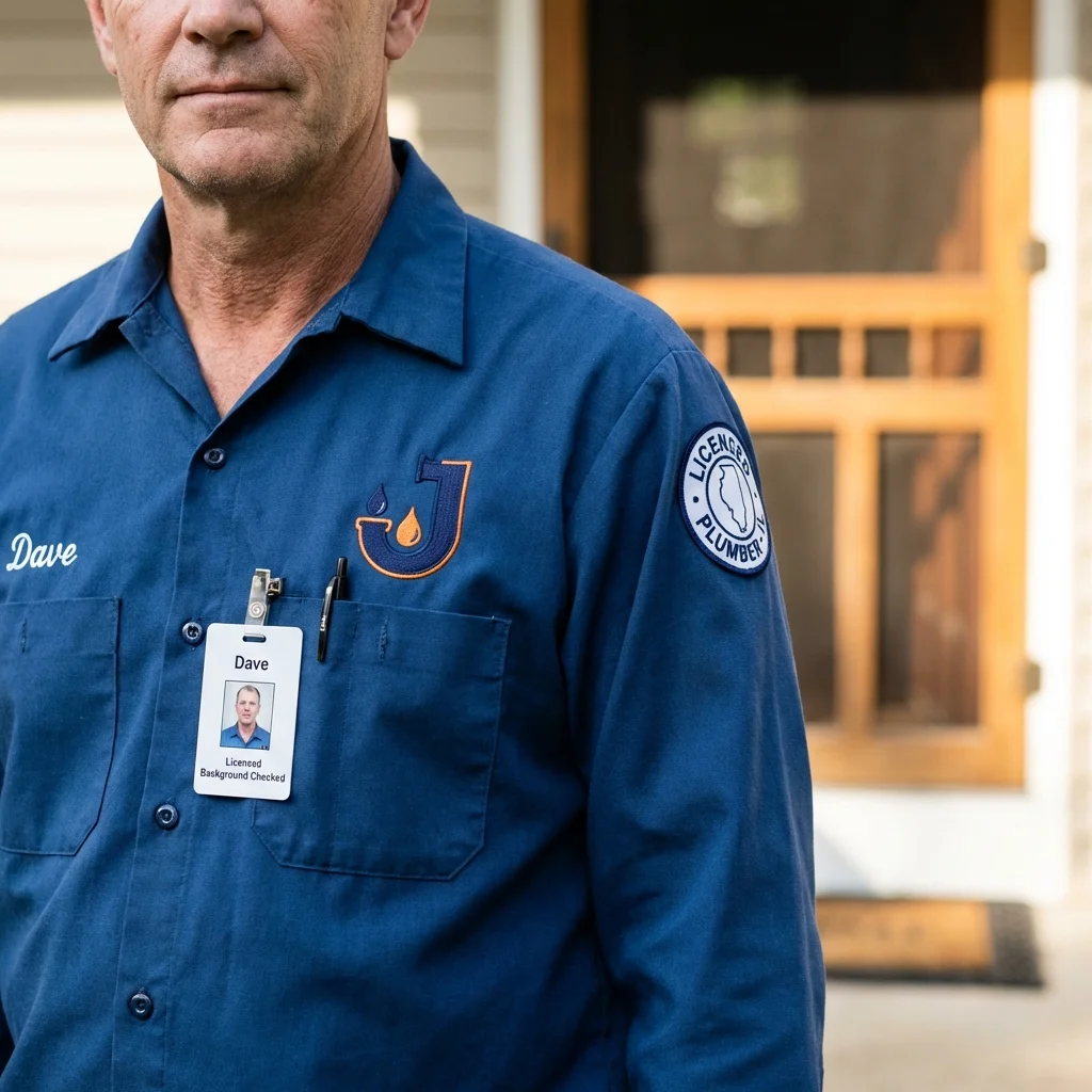 Licensed plumber showing ID badge in Coal Creek, CO