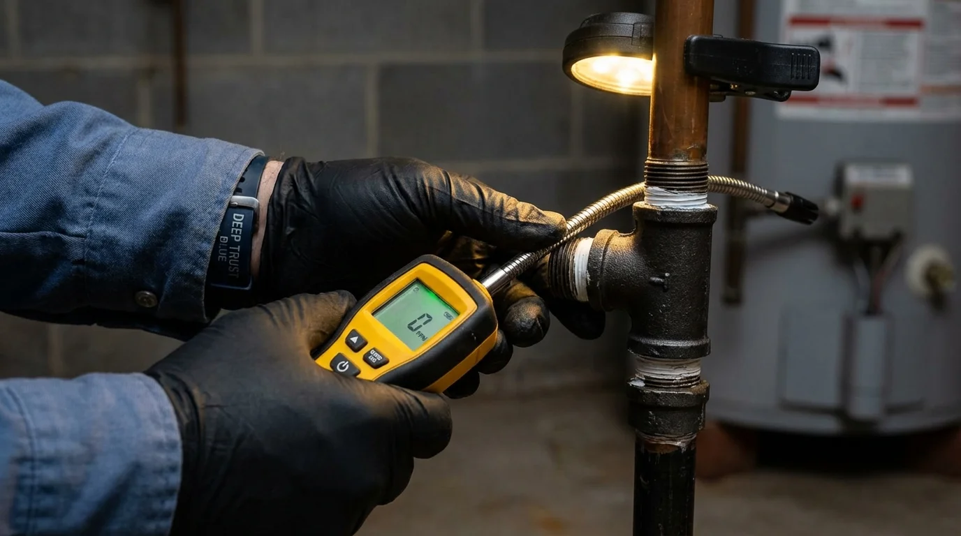 Gas leak detection with electronic sniffer by Johns Plumbing LLC in Coal Creek