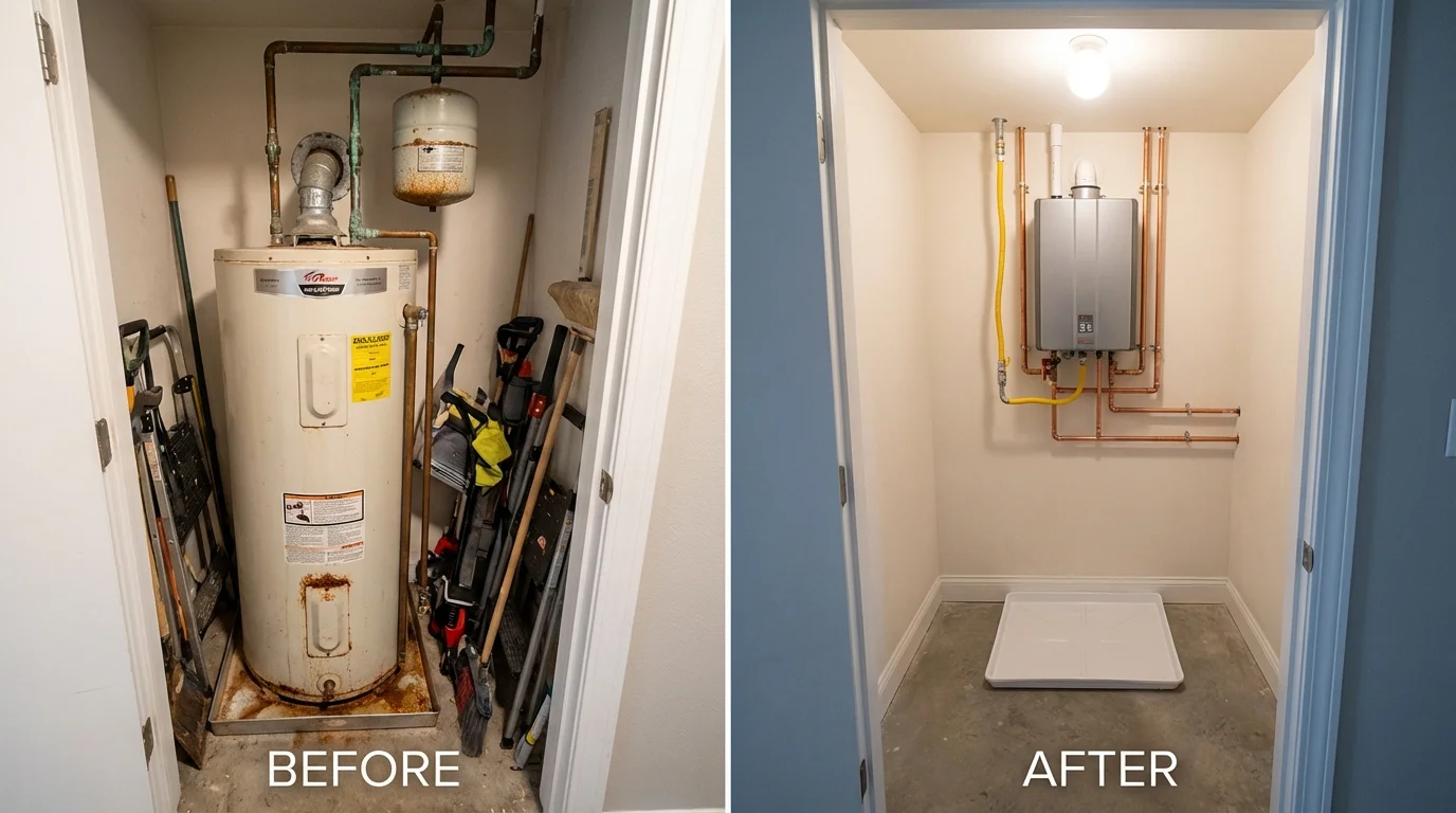 Tank water heater versus wall-mounted tankless unit comparison for Coal Creek, CO homeowners